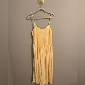 A New Day Yellow Smocked Midi Dress L